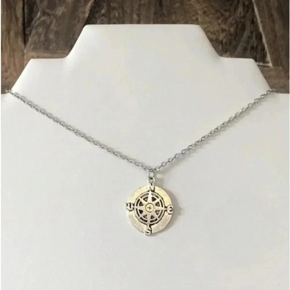 Compass NSEW Handmade Stainless Steel Necklace NWT - Picture 1 of 4